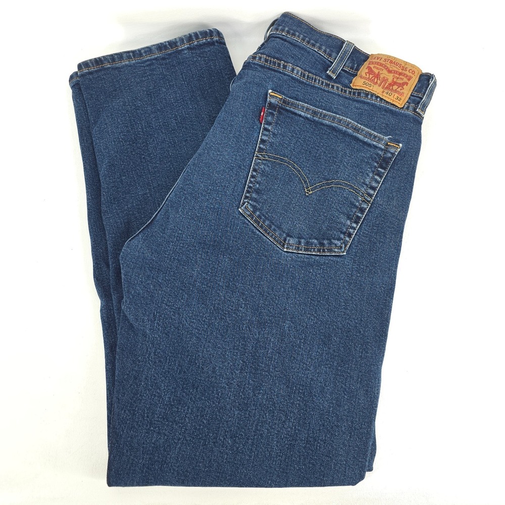 Levi's 505 Denim Jeans Men's 40x32 Regular Fit‎ Straight Leg Dark Wash Workwear
